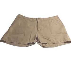 Woolrich Women's Chinos Utility Shorts Khaki Tan High Waist Flat Panel size 16